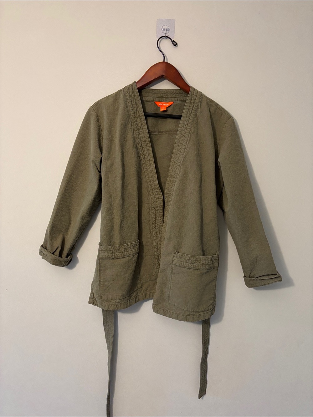 💯 cotton - Joe Fresh olive jacket with belt
